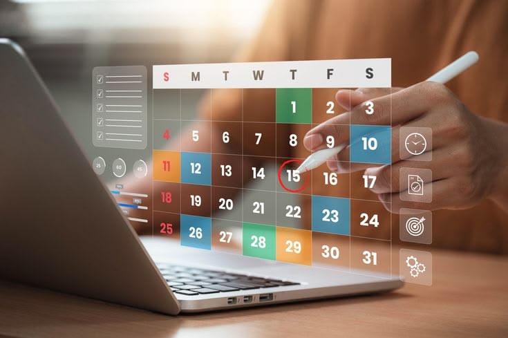 Weekly content calendar and social media scheduling planner helping maintain a consistent posting strategy for business growth.