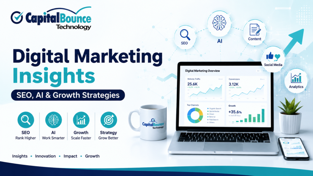 Digital Marketing Insights featuring SEO, AI, and growth strategies by Capital Bounce Technology